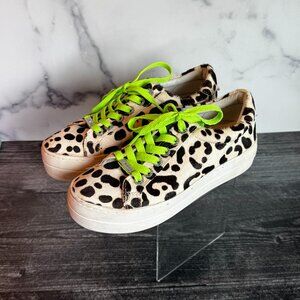 JSlides Pony Hair Animal Print Platform Sneakers